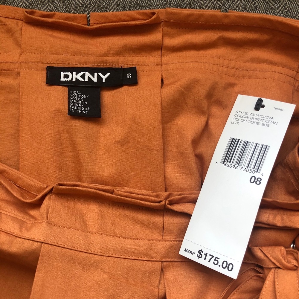 NWT DKNY Burnt Orange Pleated Skirt, Size 8 - Picture 3 of 3